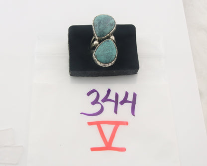 Vintage Navajo Ring 925 Sterling Authentic Turquoise Signed RD Size 7.5