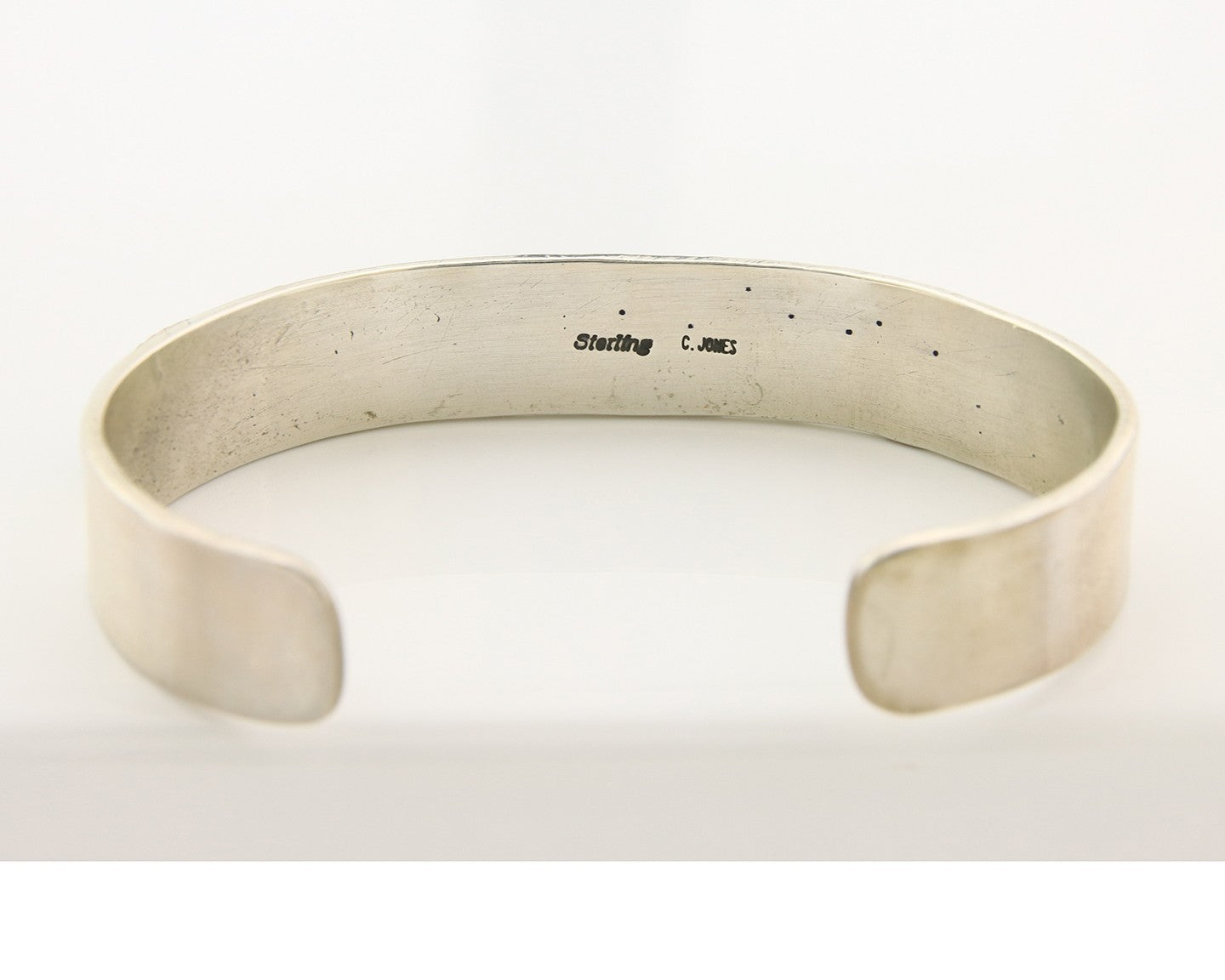 Navajo Bracelet Sterling Silver Nevada Turquoise Artist Signed C Jones