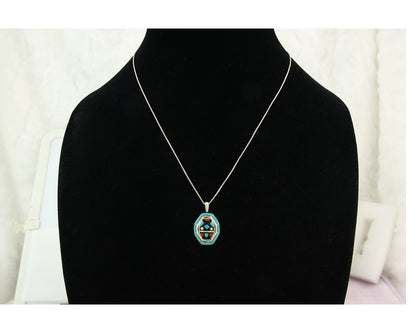 Navajo Necklace Sterling Silver Gmestone Authentic Signed W. Quam