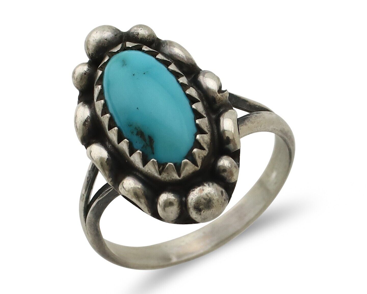 Navajo Ring 925 Silver Sleeping Beauty Turquoise Signed SkyStone Creations C80s