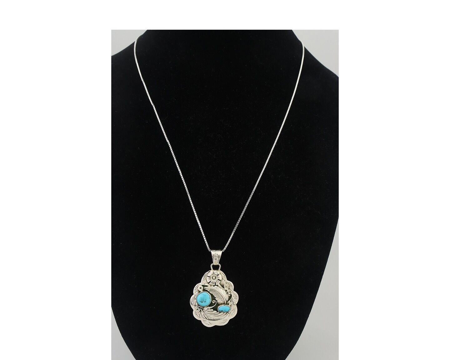 Navajo Necklace 925 Silver Turquoise Native Artist Signed Wilbert Benally C.80s