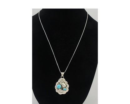 Navajo Necklace 925 Silver Turquoise Native Artist Signed Wilbert Benally C.80s