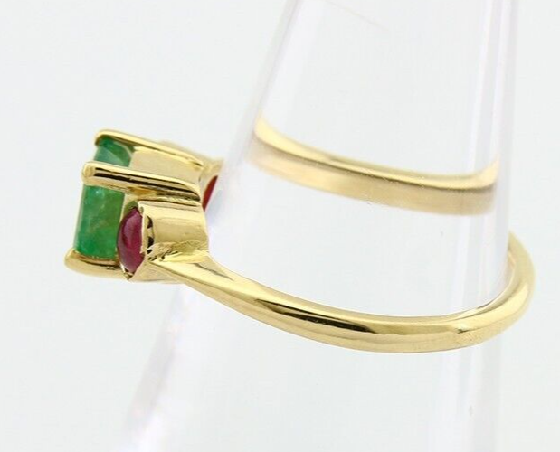 Natural Mined Emerald & Burma Ruby Ring 1.30 ct 18k Solid Gold