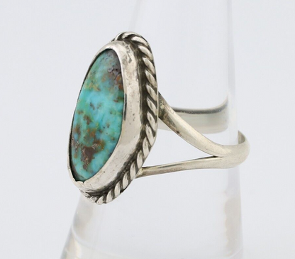 Navajo Ring 925 Silver Kingman Turquoise Artist Signed Rabbit Sticks C.80's