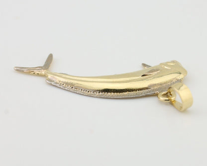 Men 14k Solid Gold Mahi Mahi Dorado Fish Pendant Medium Size 1/2 in x 1 1/2 in