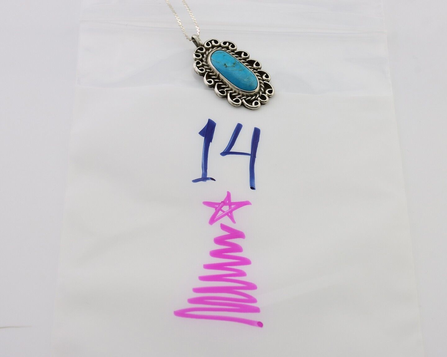 Navajo Necklace Pendant 925 Silver Turquoise Artist Wayne Etsitty C.80's