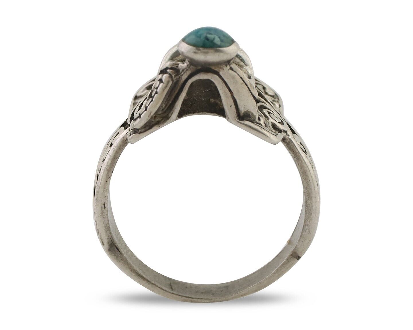 Navajo Ring 925 Silver Natural Turquoise Native American Artist C.80's