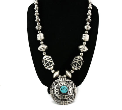 Navajo Necklace Natural Turquoise Vintage Signed Thomas Singer C.80's