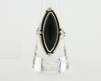 Navajo Handmade Ring 925 Silver Black Onyx Artist Signed SC C.80's