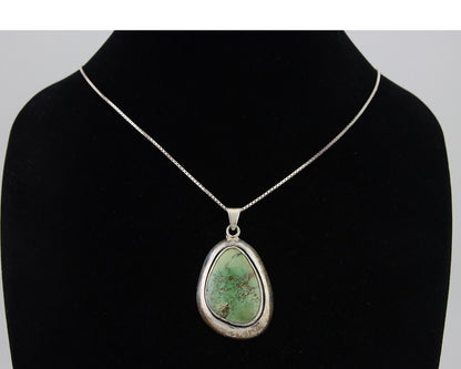 Navajo Necklace 925 Silver Natural Green Turquoise Native American Artist C.80's