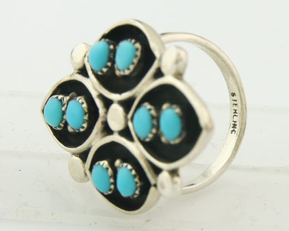 Vintage Zuni Ring 925 Sterling Authentic Natural Turquoise Native Artist Sz 5.25