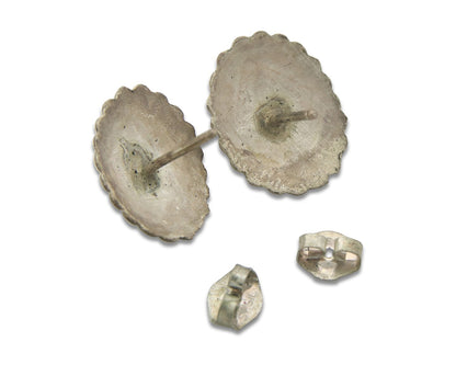 Navajo Earrings 925 Silver Natural Coral Native American Artist C.80's