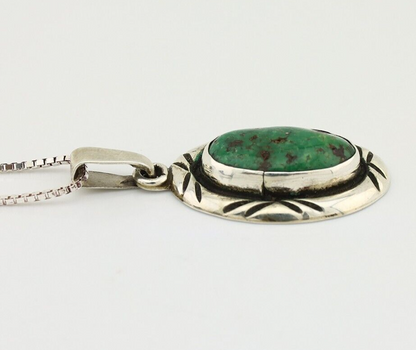 Navajo Necklace 925 Silver Green Turquoise Signed C Montoya C.80's