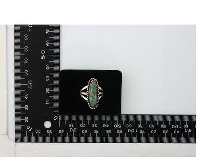 Navajo Ring 925 Sterling Nevada Turquoise Native American Artist C.80's