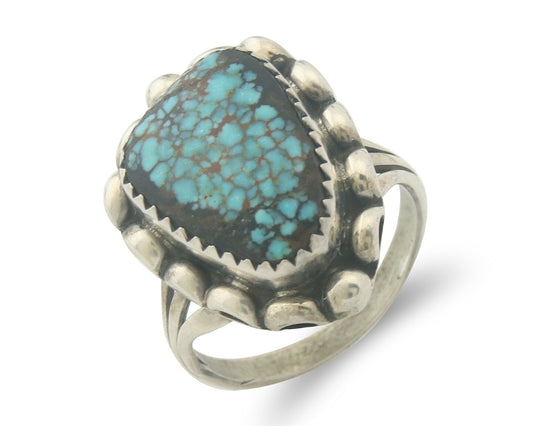 Vintage Navajo Ring 925 Sterling Authentic Spiderweb Turquoise Size 5.5