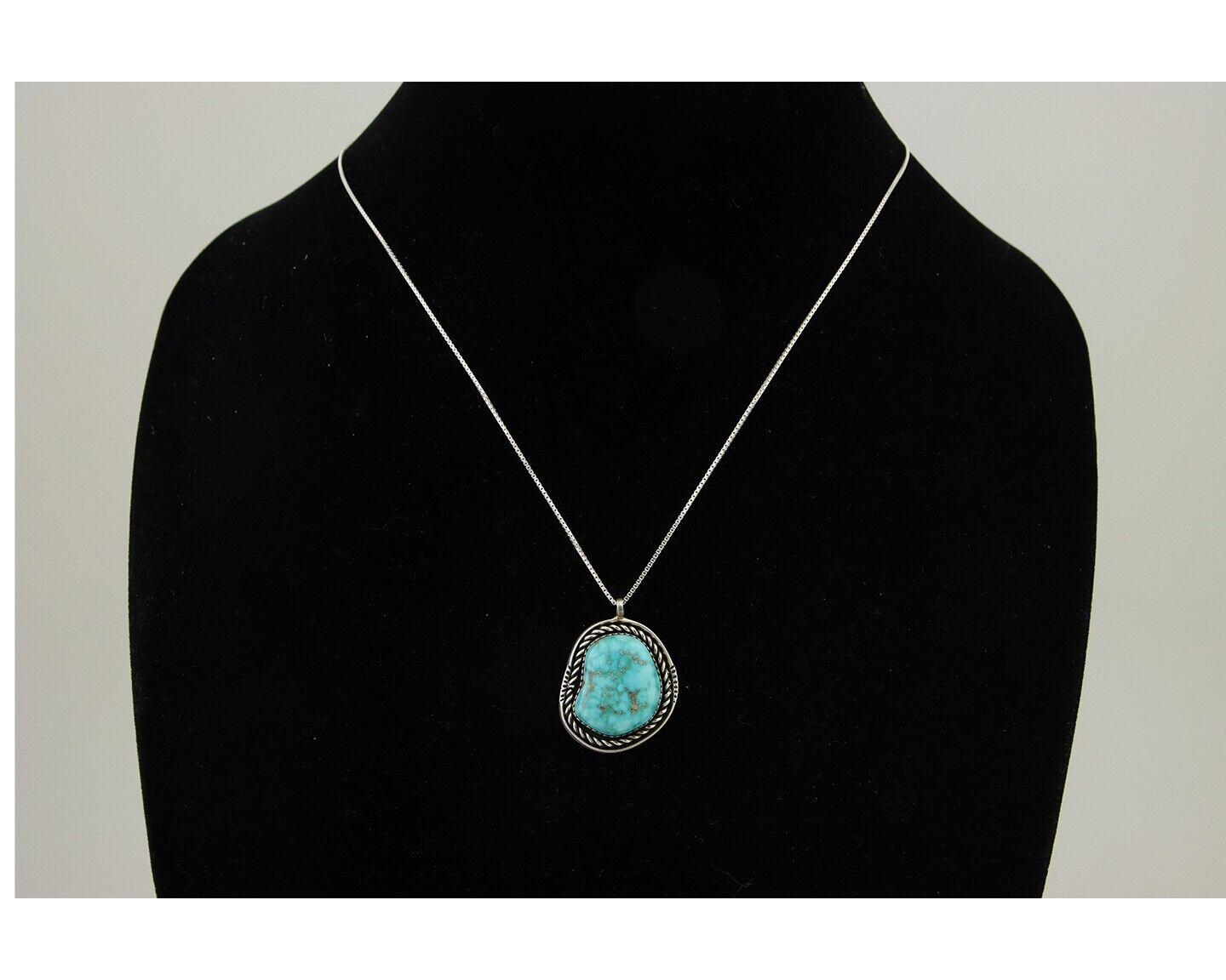 Navajo Necklace 925 Silver Natural Turquoise Artist Signed Yazzie C.80's
