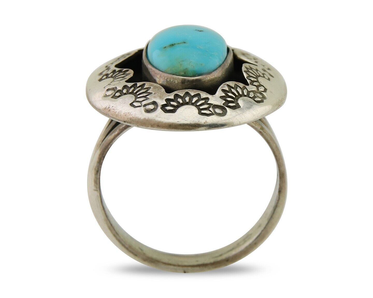 Navajo Handmade Ring 925 Silver Natural Arizona Signed M Horse C.80's
