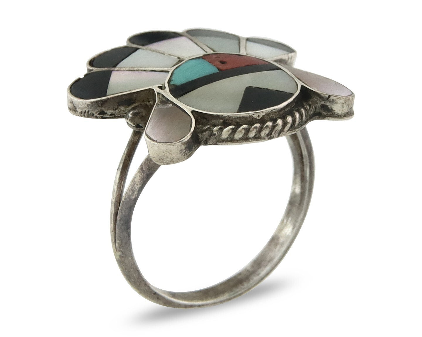 Vintage Zuni Ring 925 Sterling Silver Natural Gemstone Size 5.0