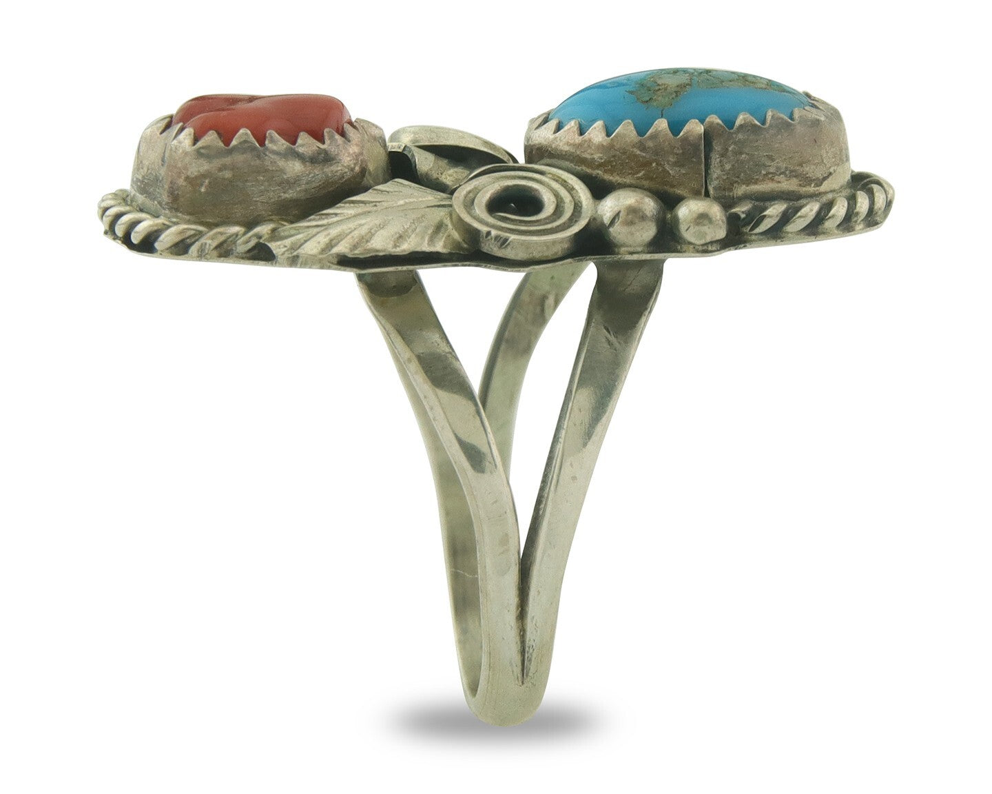 Vintage Navajo Ring 925 Sterling Natural Gemstones Signed Justin Morris Sz 6.5