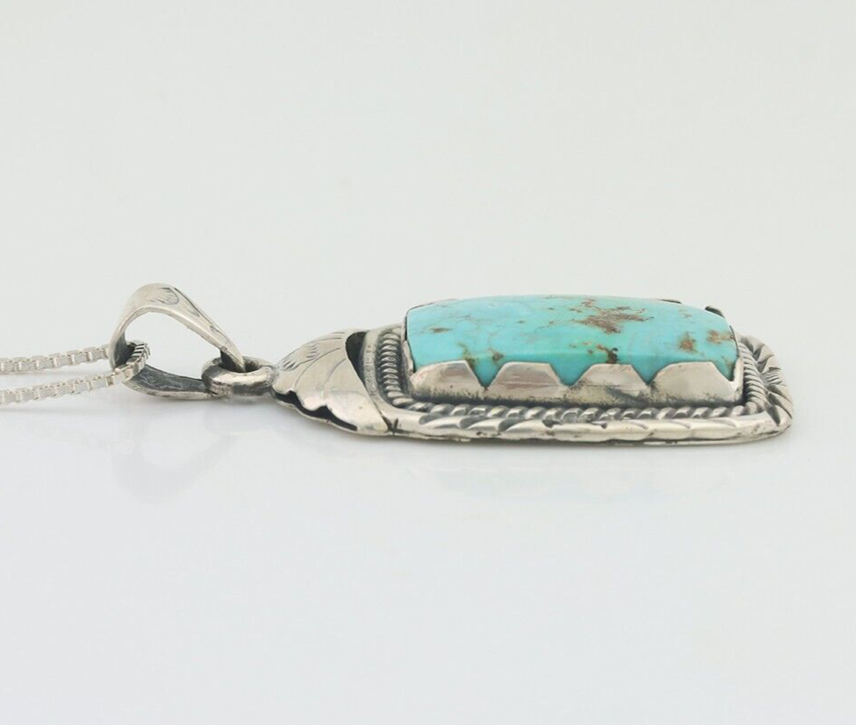 Navajo Necklace 925 Silver Turquoise Native Artist Signed Sunset C.80's