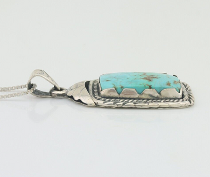 Navajo Necklace 925 Silver Turquoise Native Artist Signed Sunset C.80's