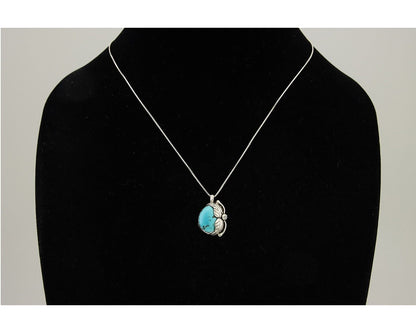 Navajo Necklace 925 Silver Natural Blue Turquoise Artist Signed D Zachary C.80's