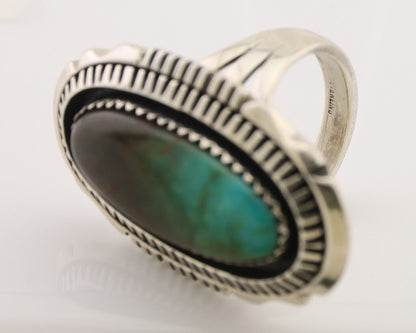 Navajo Hamdmade Ring 925 Silver Southwest Turquoise Signed V C.80's