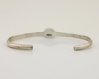 Navajo Hand Stamped Cuff Bracelet Turquoise 925 Silver Native American Artist