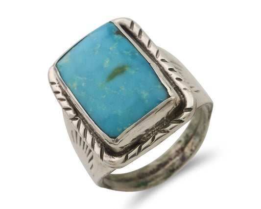 Navajo Ring 925 Silver Natural Blue Turquoise Native American Artist C.80's