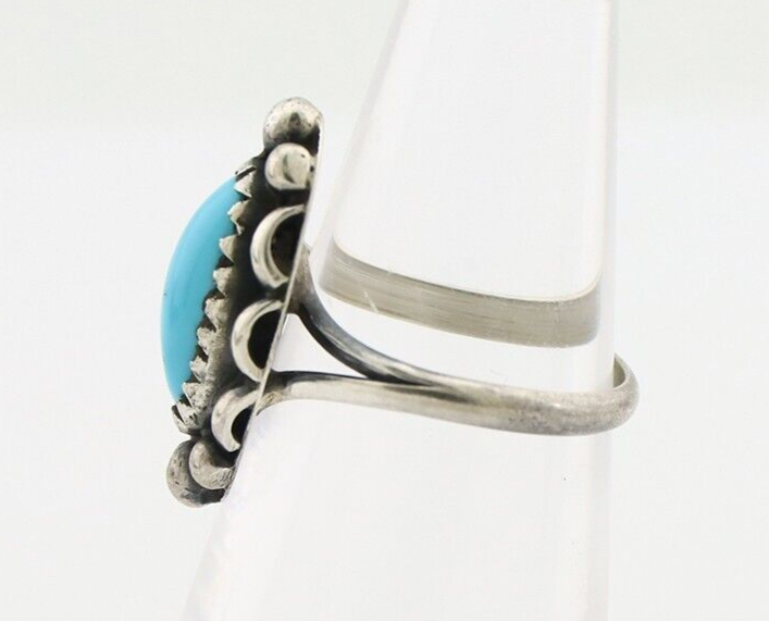 Navajo Ring 925 Silver Sleeping Beauty Turquoise Signed SkyStone Creations C80s