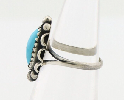 Navajo Ring 925 Silver Sleeping Beauty Turquoise Signed SkyStone Creations C80s