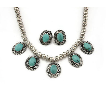 Navajo Necklace Earring Set Sterling Silver Vintage Handmade Signed Snail C.80's