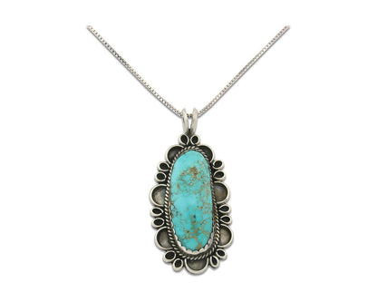 Navajo Sterling Silver Necklace Authentic Turquoise Vintage Handmade