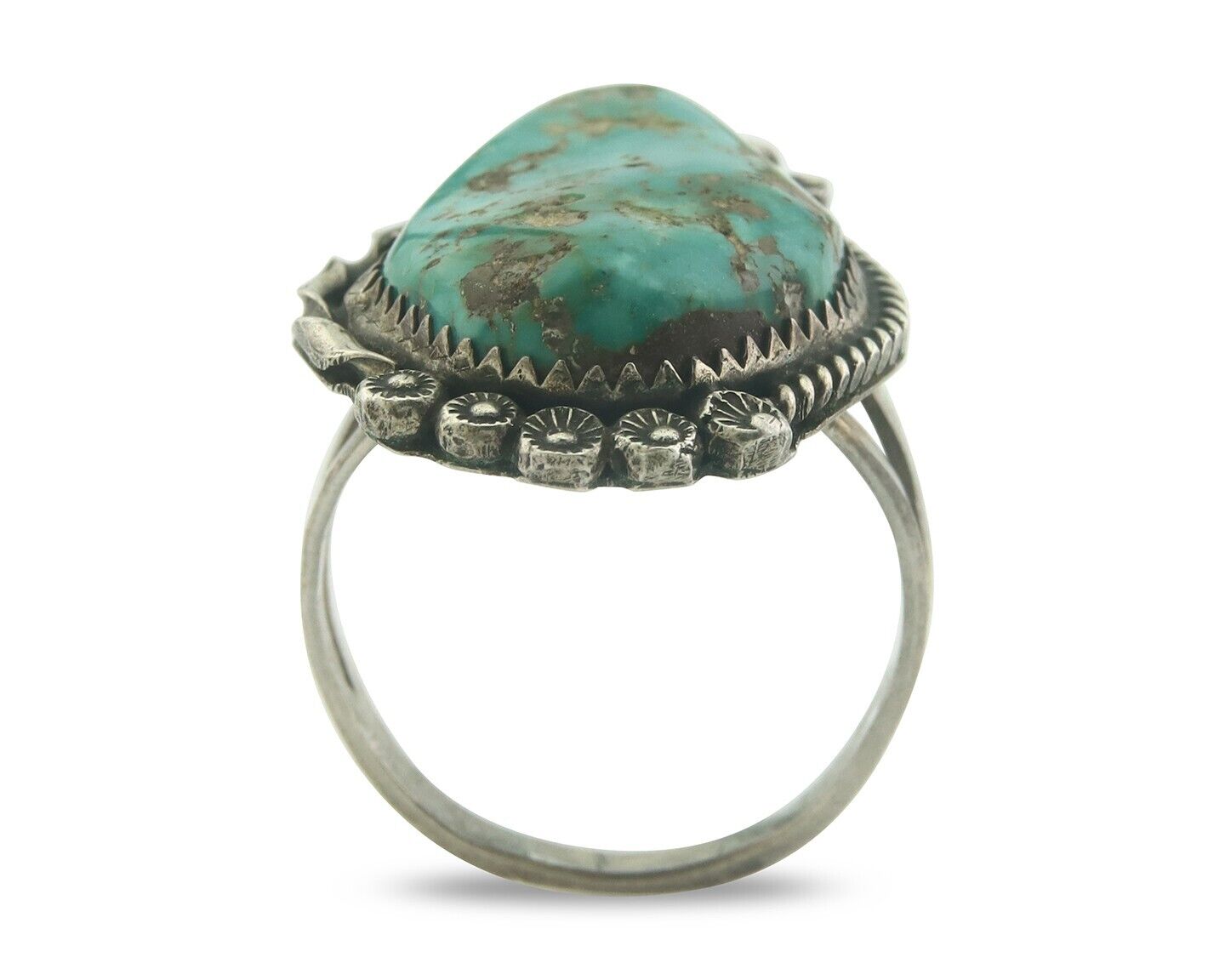 Navajo Ring 925 Sterling Turquoise Handmade Signed James Martin C.80's Size 10