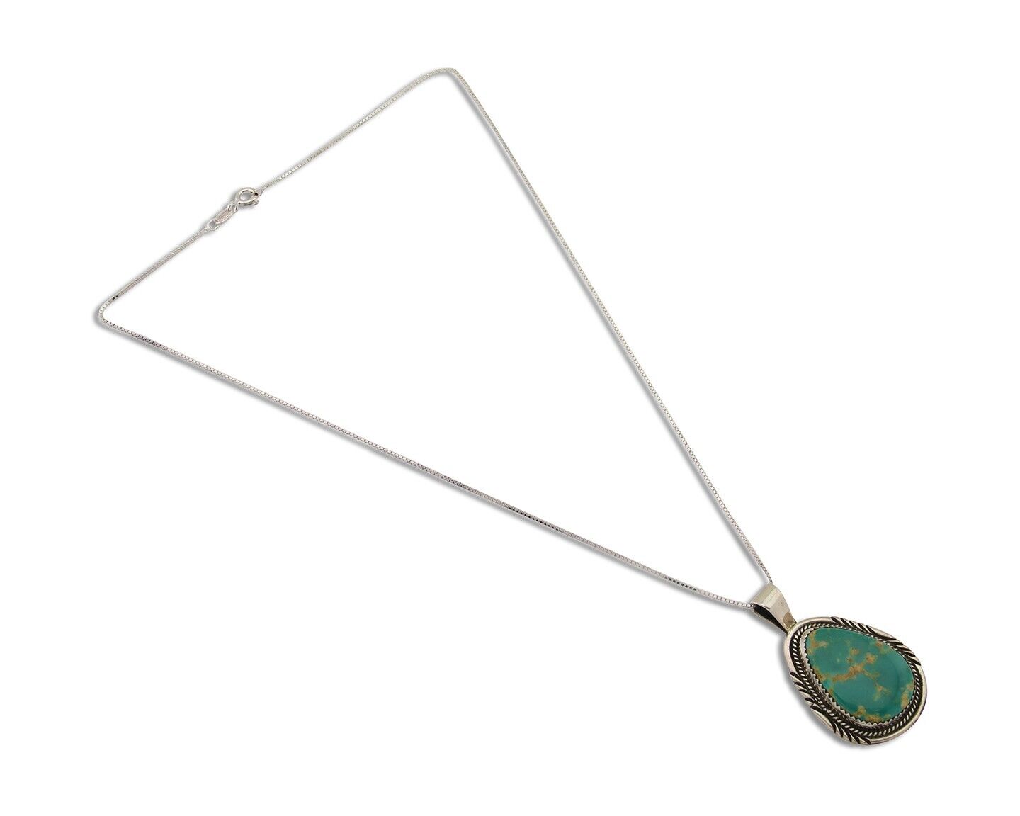 Navajo Necklace 925 Silver Natural Blue Turquoise Artist Signed Mike Begay C.80s