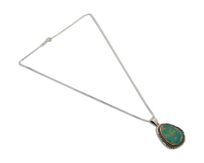 Navajo Necklace 925 Silver Natural Blue Turquoise Artist Signed Mike Begay C.80s