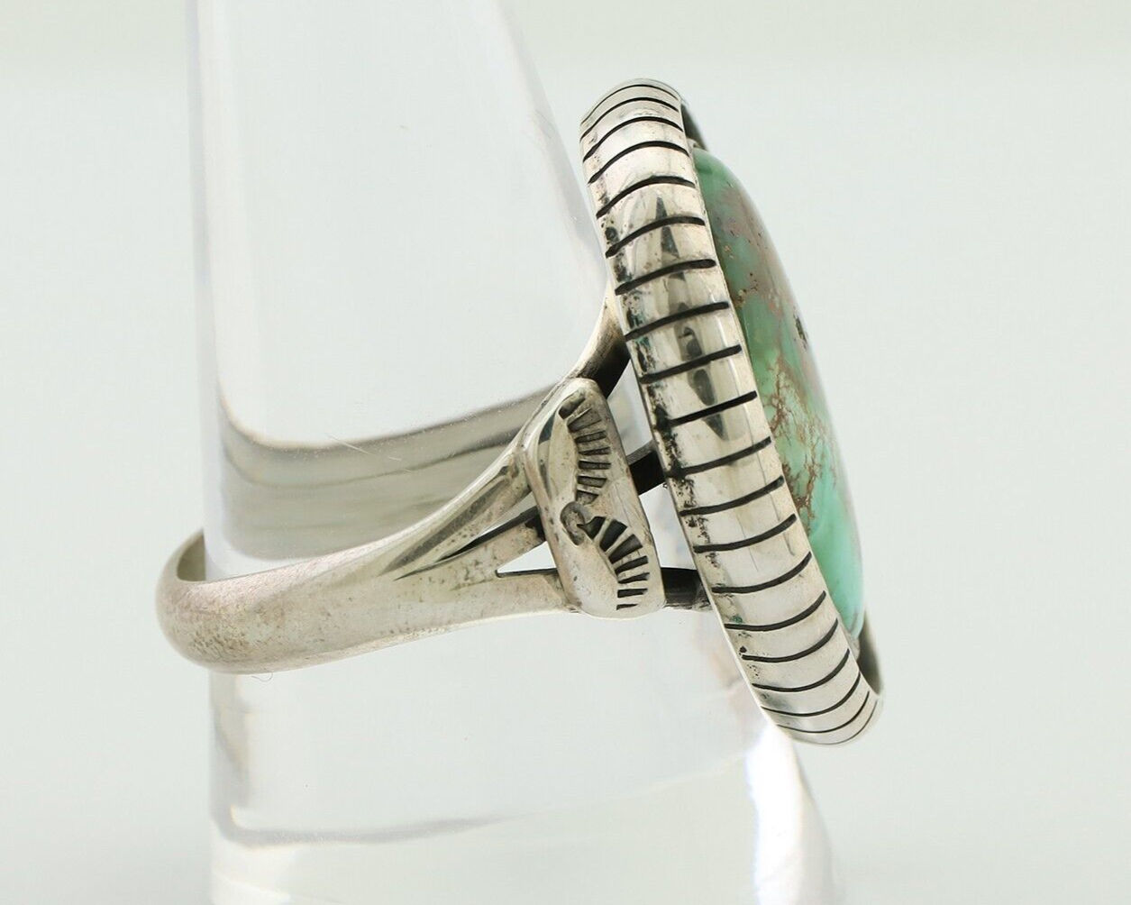 Navajo Handmade Ring 925 Silver Natural Turquoise Signed M Montoya C.80's