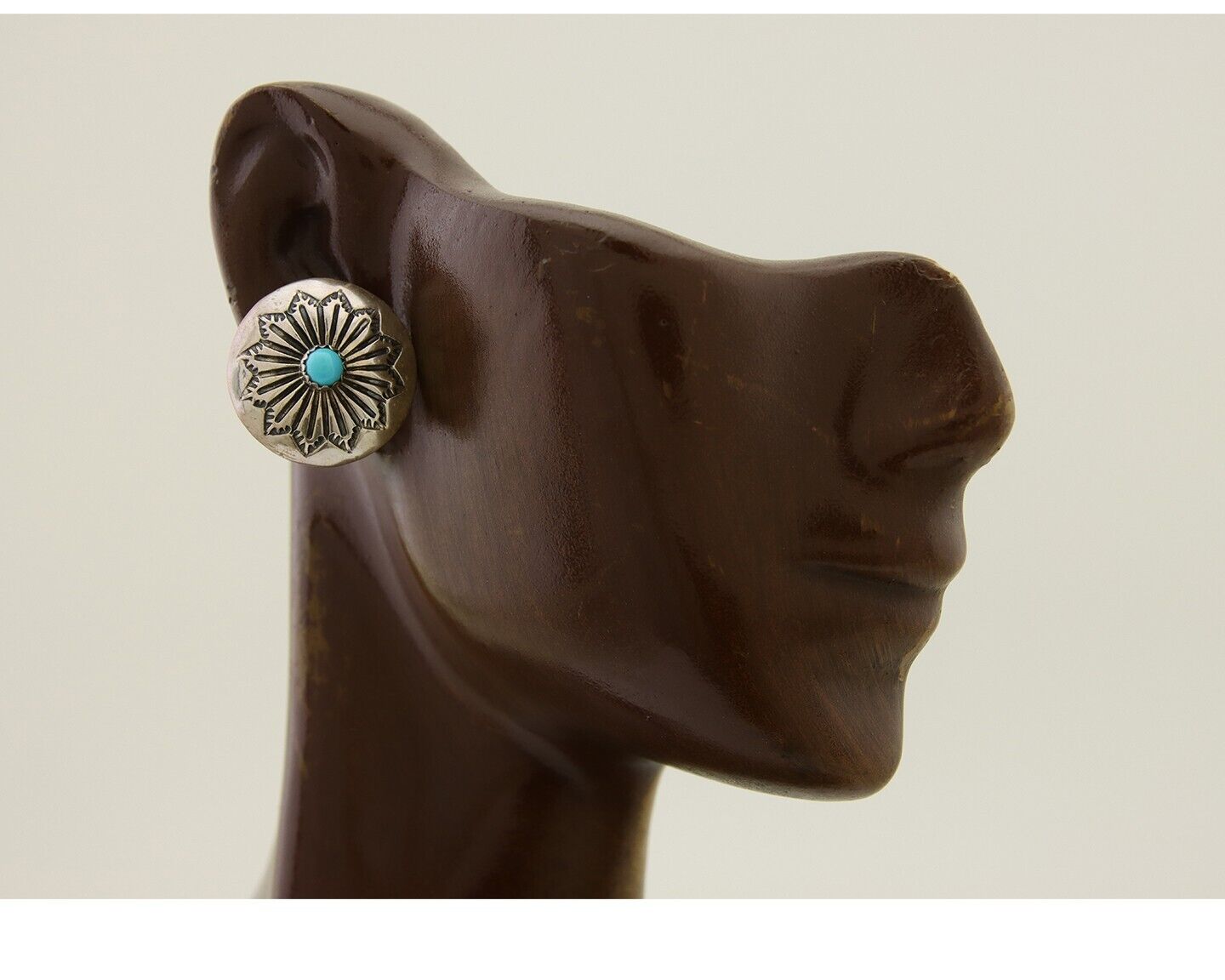 Navajo Shield Earrings 925 Silver Blue Turquoise Artist Signed SN C.80s