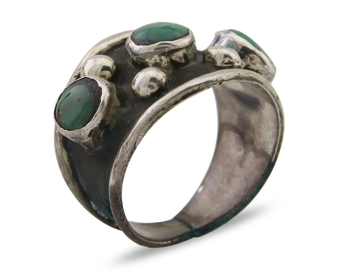 Navajo Handmade Ring 925 Silver Natural Turquoise Native Artist C.80's