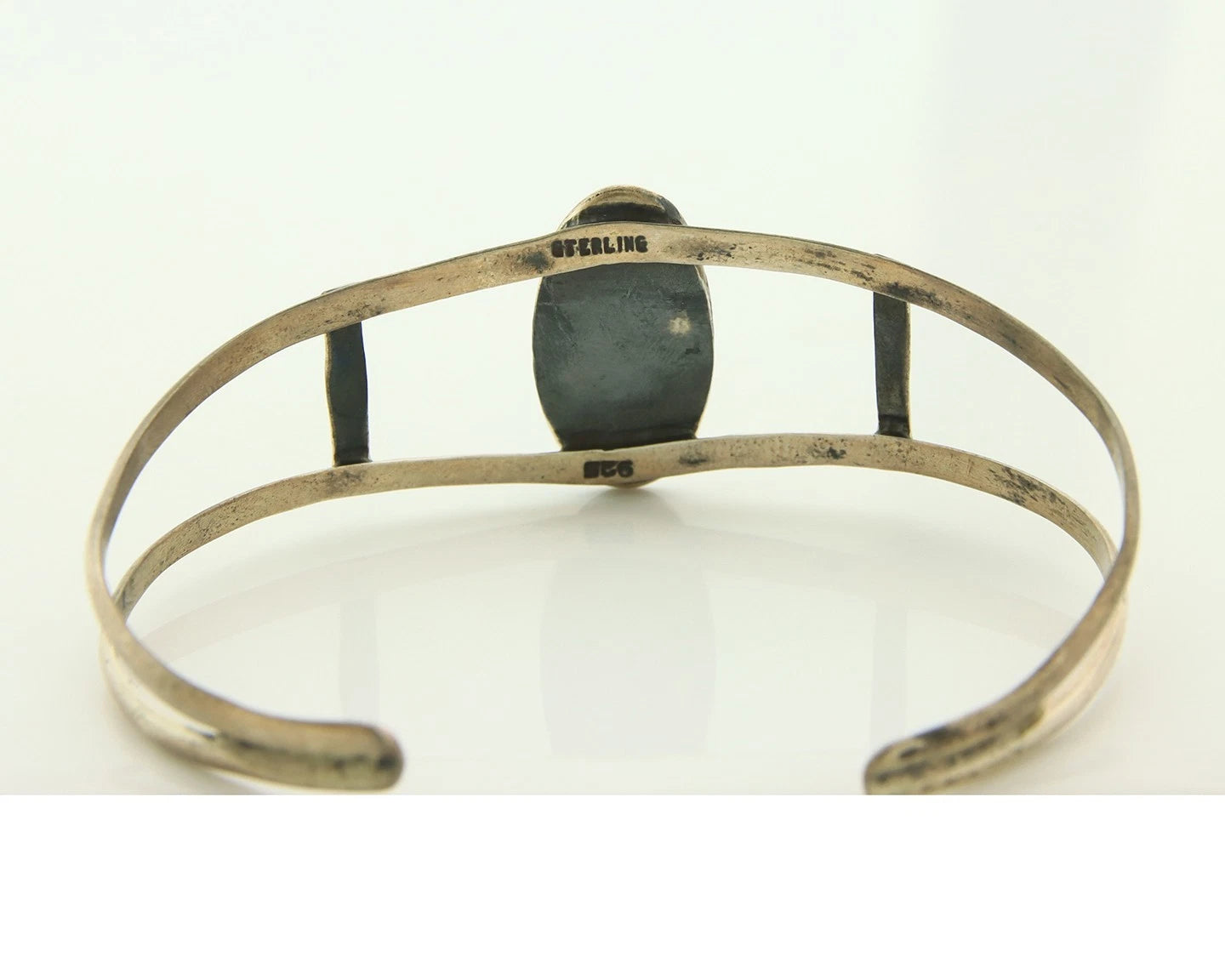 Navajo Cuff Bracelet Sterling Silver Authentic Natural Blue Turquoise Signed IJC