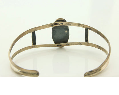 Navajo Cuff Bracelet Sterling Silver Authentic Natural Blue Turquoise Signed IJC