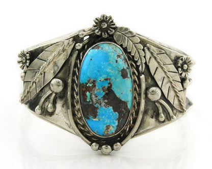 Navajo Cuff Bracelet Sterling Silver Turquoise Handmade Vintage