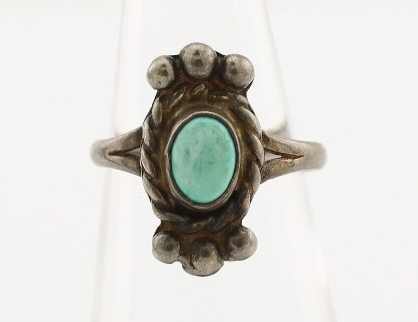 Navajo Ring 925 Silver Natural Blue Turquoise Native American Artist C.1980's