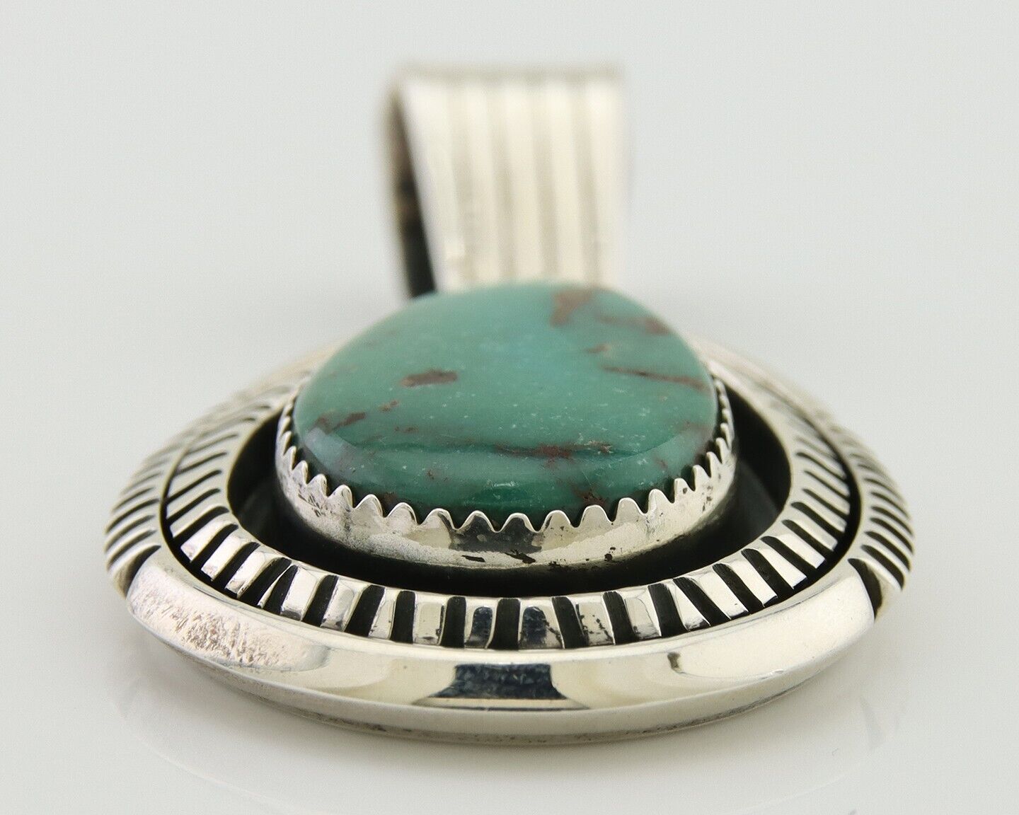 Navajo Pendant 925 Silver Natural Turquoise Artist Signed Lidia Begay C.80's