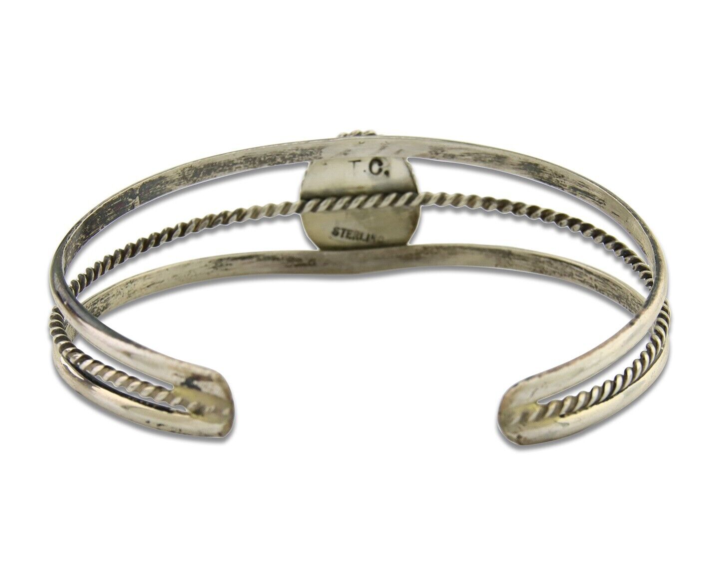 Navajo Bracelet 925 Silver Cuff Turquoise Handmade Artist Signed TC C.80's