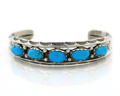 Navajo Cuff Bracelet 925 Sterling Silver Turquoise Vintage Signed Jeff Largo