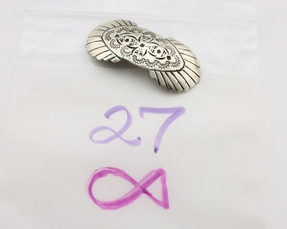 Women's Navajo Hair Clip Hand Stamped 925 Silver Artist Signed C Montoya C.80's
