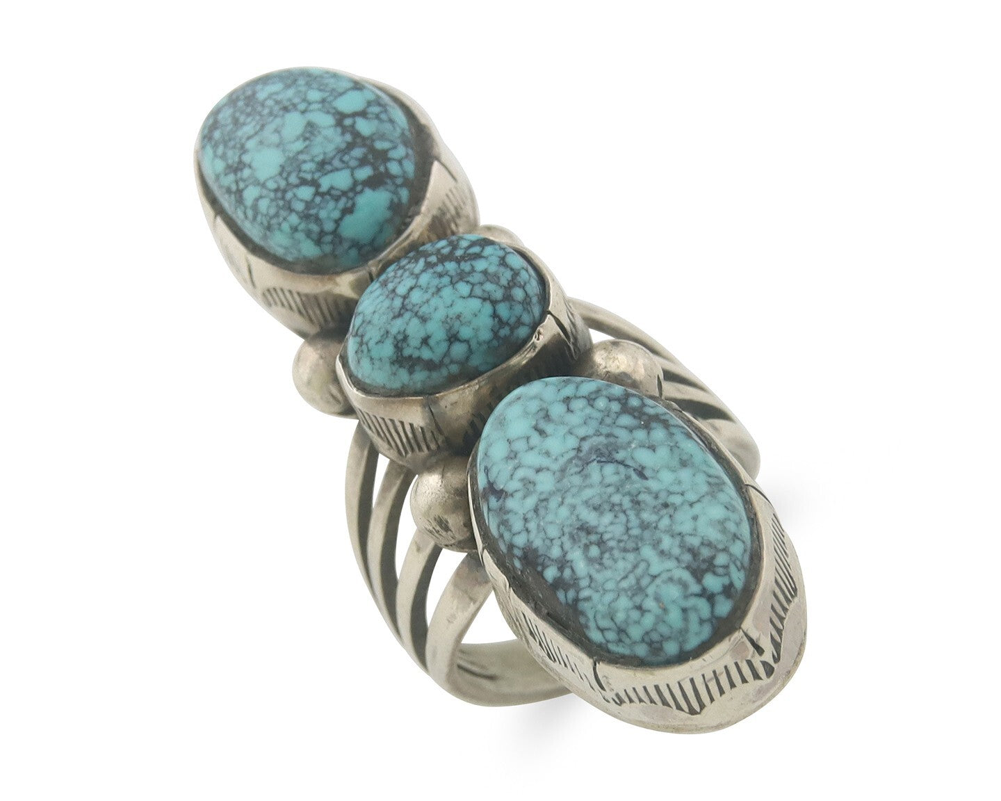 Vintage Navajo Ring 925 Sterling Authentic Turquoise Signed M Size 6.5