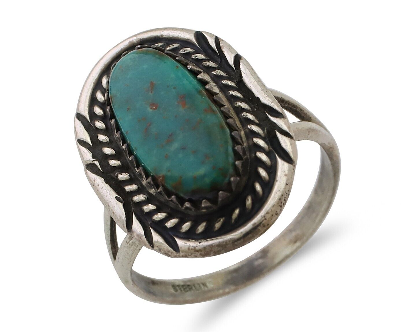 Navajo Handmade Ring 925 Silver Kingman Turquoise Size 6.25 C.80's