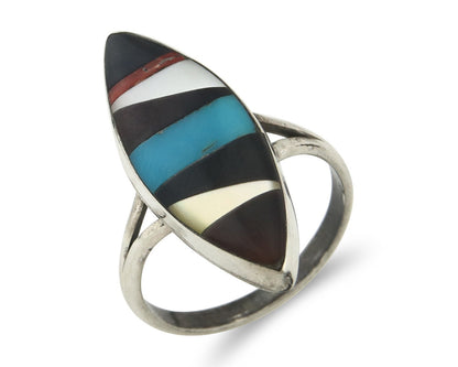 Vintage Zuni Ring 925 Sterling Silver Natural Gemstone Size 7.75